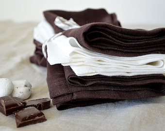 Linen napkin set, Chocolate linen napkins, Table linens, Dinner linen napkins