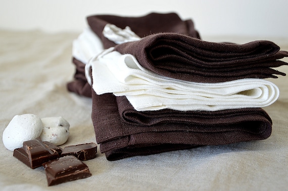 Linen napkin set, Chocolate linen napkins, Table linens, Dinner linen napkins