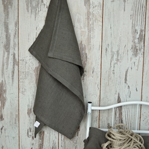 Linen towel / Simple washed towel / Thick natural linen / Hand / face/ guest towel / Dark grey tea towel / Dark grey hand towels