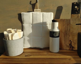 Linen puffed waffle washcloth / small hand towel / linen dishcloth, Linen reusable washcloth, Eco home care