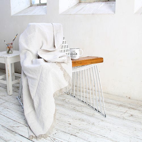 Thick Linen Throw Linen Throw Blanket Heavy Weight 340 GSM Etsy