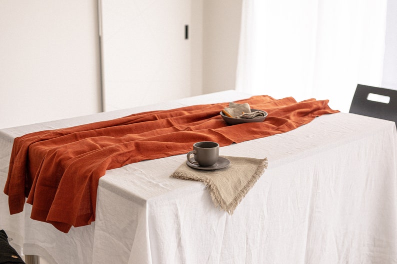 Linen tablecloth, in 23 colors tablecloth with mitered corners, Stonewashed table linens zdjęcie 7