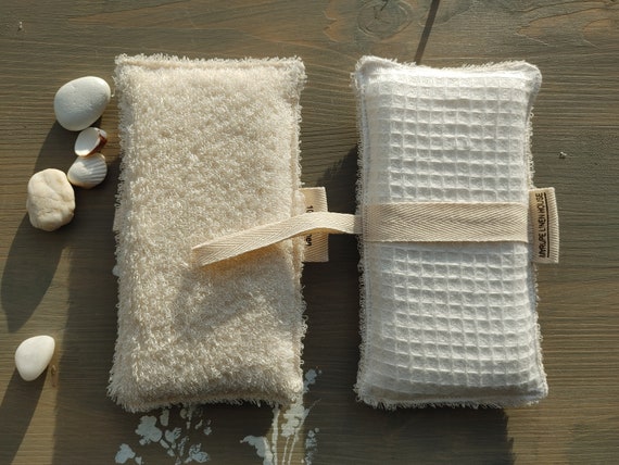 ZERO WASTE Large Sponge, Linen Reusable Washcloth, Body Washable Sponge,  Eco Body Care 