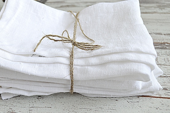 Pure linen towel - Simple white towel - Thick natural linen - Hand/face rustic towel - White tea towel