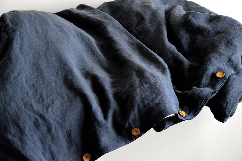 Linen Duvet Cover Midnight Blue Duvet Cover Soft Linen Etsy