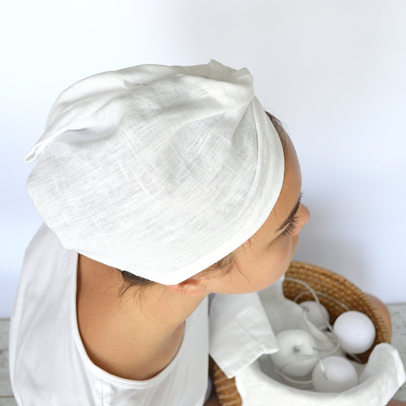 Linen Turban Linen Hair Towel White Woman's Bath Etsy