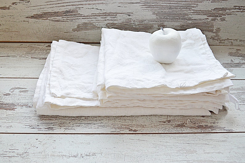 Linen Bath Towel Set / White Thick Linen Towels / Linen Bath Etsy