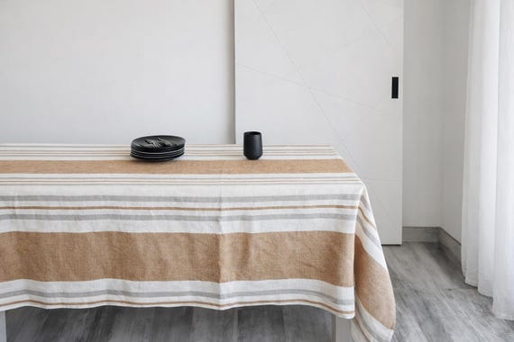 Heavy Linen striped tablecloth