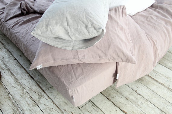 Bed linen pillowcase, Body linen pillow cover, Wood rose stonewashed linen pillowcases envelope closure