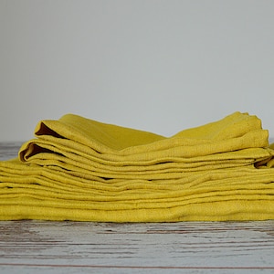 Handmade Heavy Linen Towel: Softened Mustard Guest Towel image 9