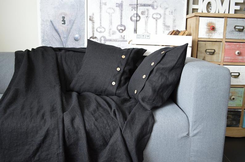 Linen Throw Blanket / Heavy Weight Linen Blanket / Softened Etsy