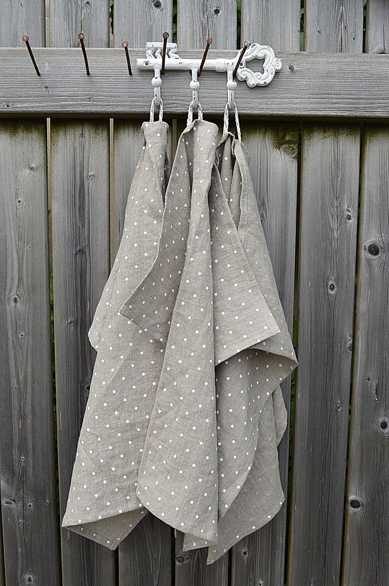 Linen BATH towel / Polka dots towel / Very soft towel / Natural linen towel / Linen / Simple rustic Bath towel / Softened 100% linen towels image 5