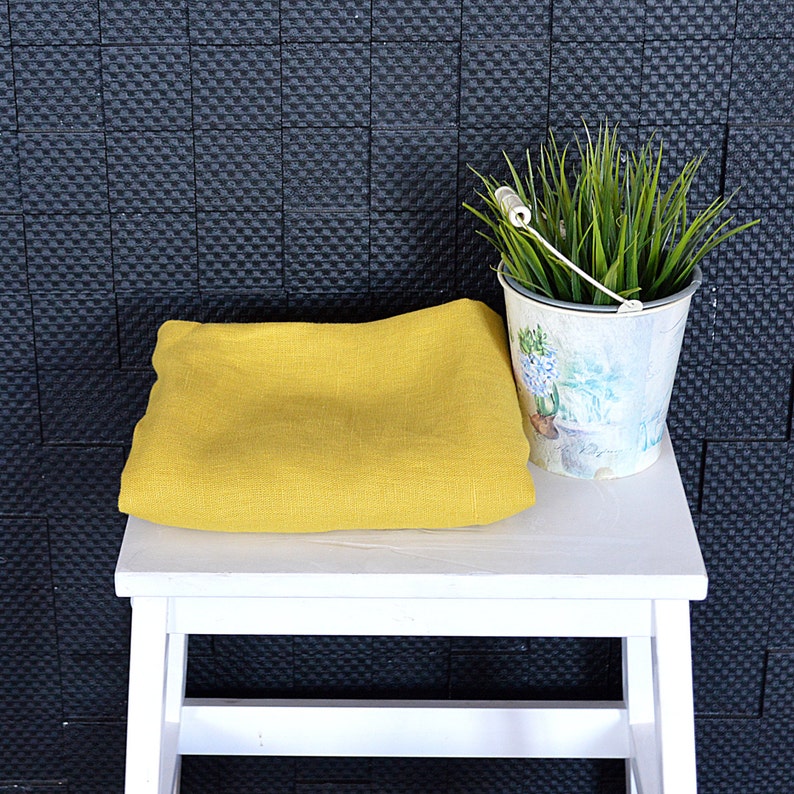 Handmade Heavy Linen Towel: Softened Mustard Guest Towel image 6