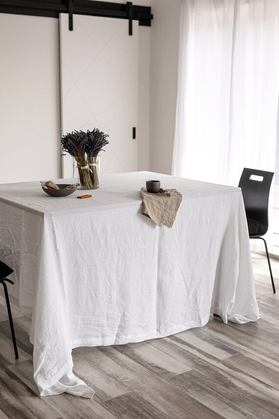 Large linen or hemp tablecloth, Extra wide tablecloth, Tablecloth with mitered corners