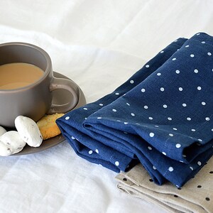 Linen Napkin Set, Polka Dot Linen Napkins, Table Linens, Dinner Linen