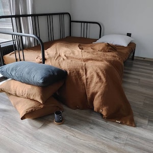 100% HEMP DUVET COVER, Cinnamon hemp bedding, Washed hemp duvet cover