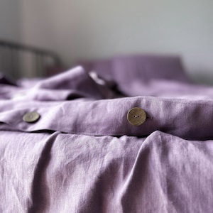 100% HEMP duvet cover, Blueberry sorbet hemp bedding, Stonewashed hemp duvet cover, King Queen hemp duvet cover image 1