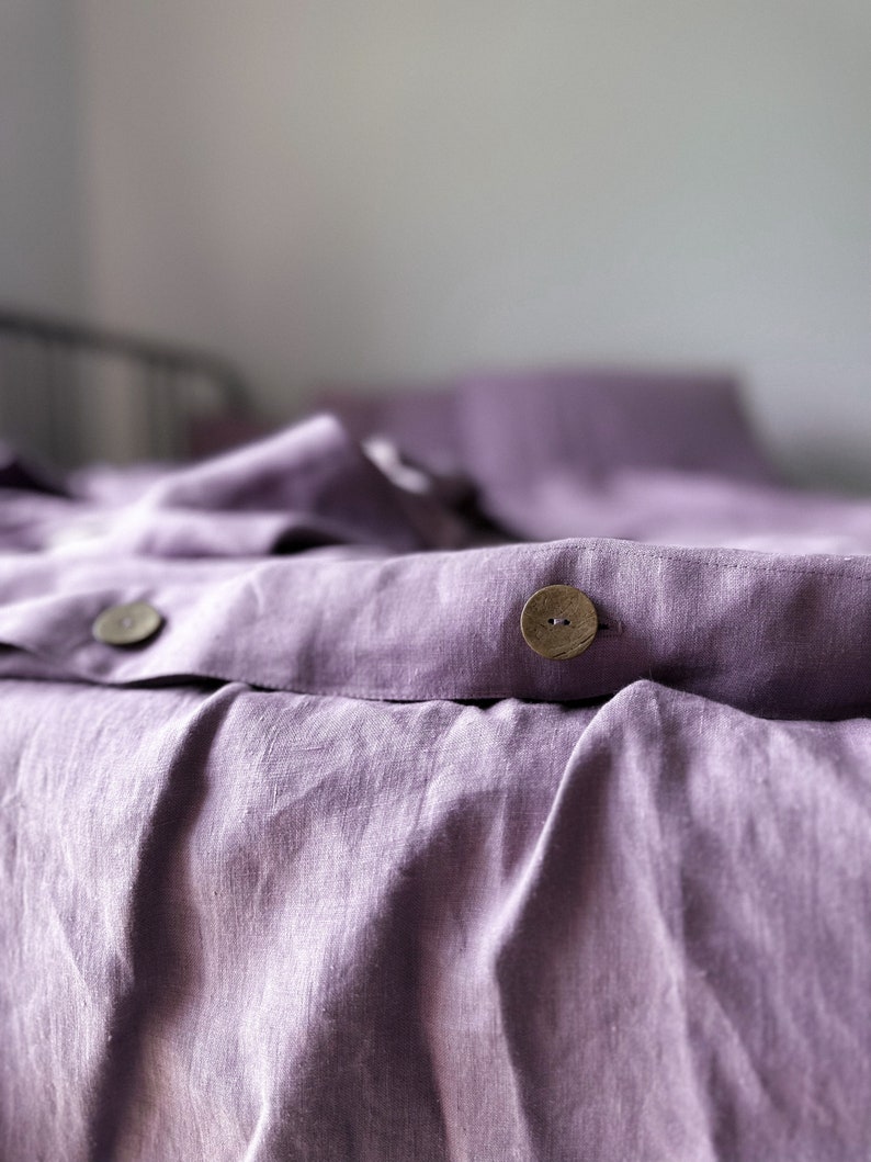 100% HEMP duvet cover, Blueberry sorbet hemp bedding, Stonewashed hemp duvet cover, King Queen hemp duvet cover image 1