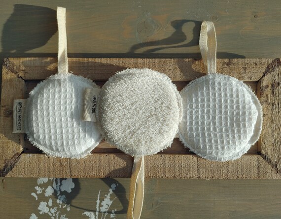 ZERO WASTE sponge, Linen reusable sponge, Face washable sponge, Eco face care