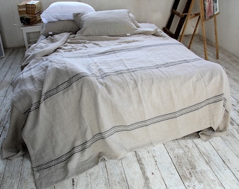 Linen throw blanket, 320 GSM rustic linen throw, Softened thick linen coverlet, Summer blanket