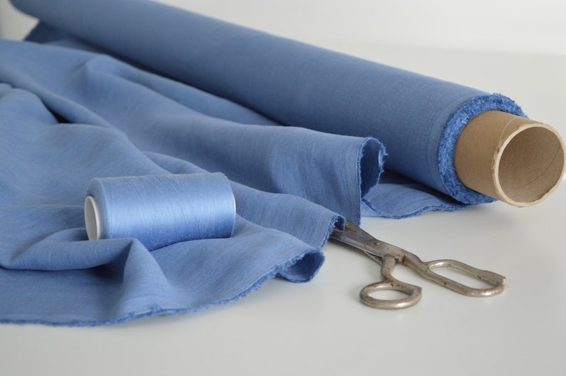 100% linen fabric, 200 GSM linen, Soft FRENCH BLUE linen fabric, Lithuanian linen image 9