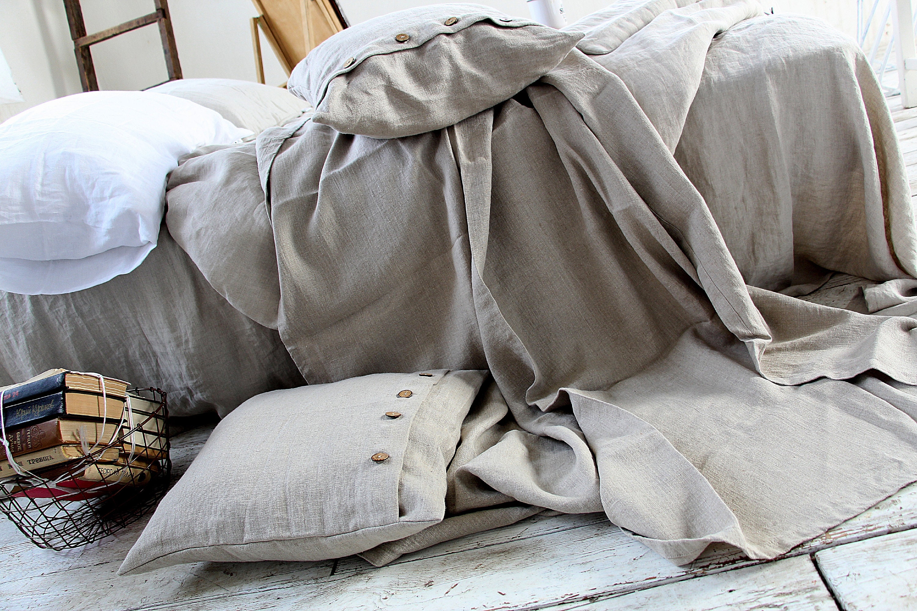 Queen King Size Linen Bed Cover / Large Coverlet / Heavy - Etsy