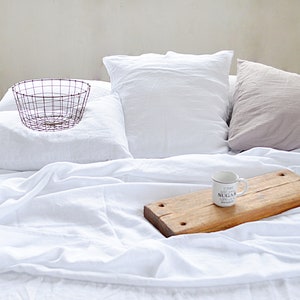 Linen duvet cover, Pure white undyed duvet cover, soft linen bedding, Lithuanian linen