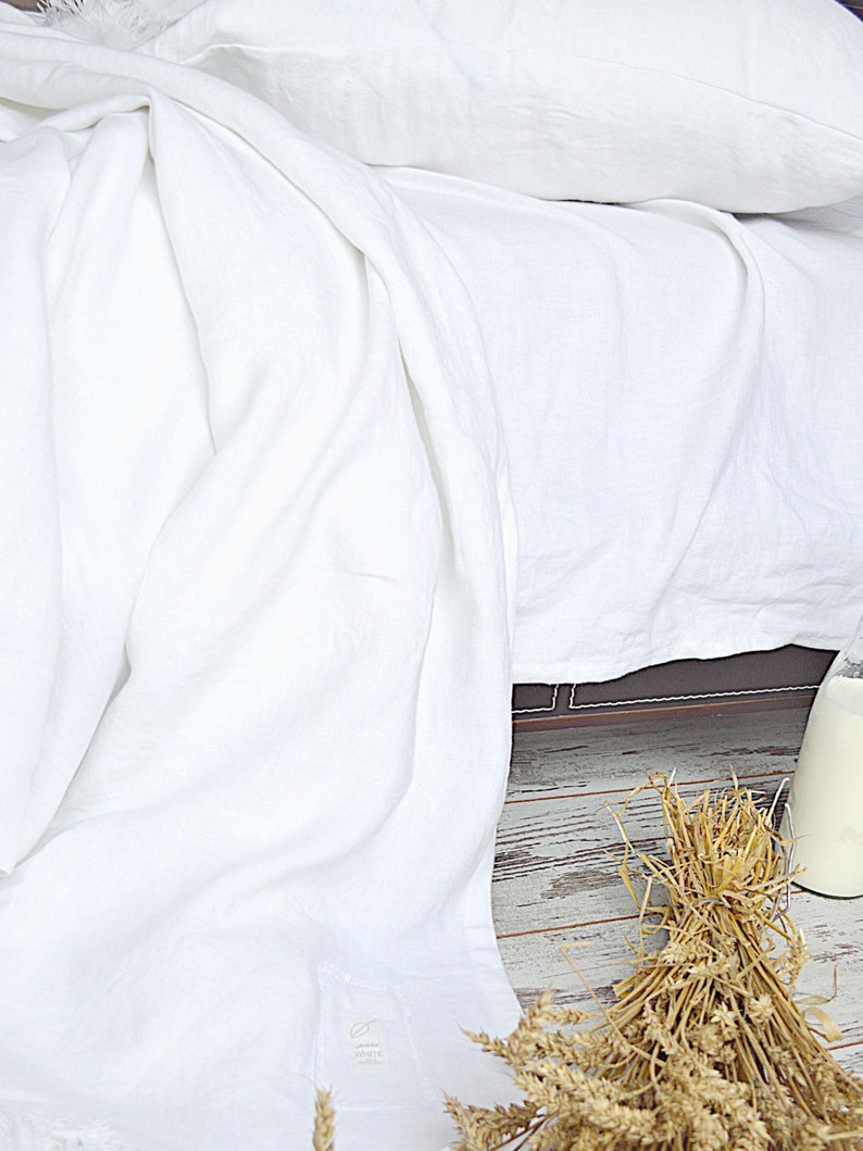 Soft linen bath sheet White linen sheet Beach linen sheet Softened linen flat sheet Linen bedding