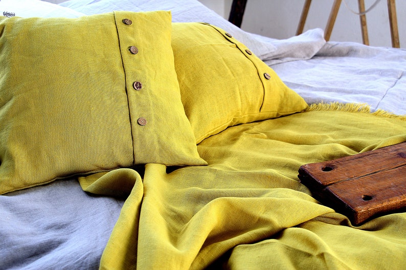 Mustard Linen Throw / Linen Throw Blanket / Heavy Weight Linen Etsy