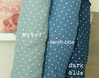 Linen fabric, Polka dot fabric, Medium weight, Softened linen fabric