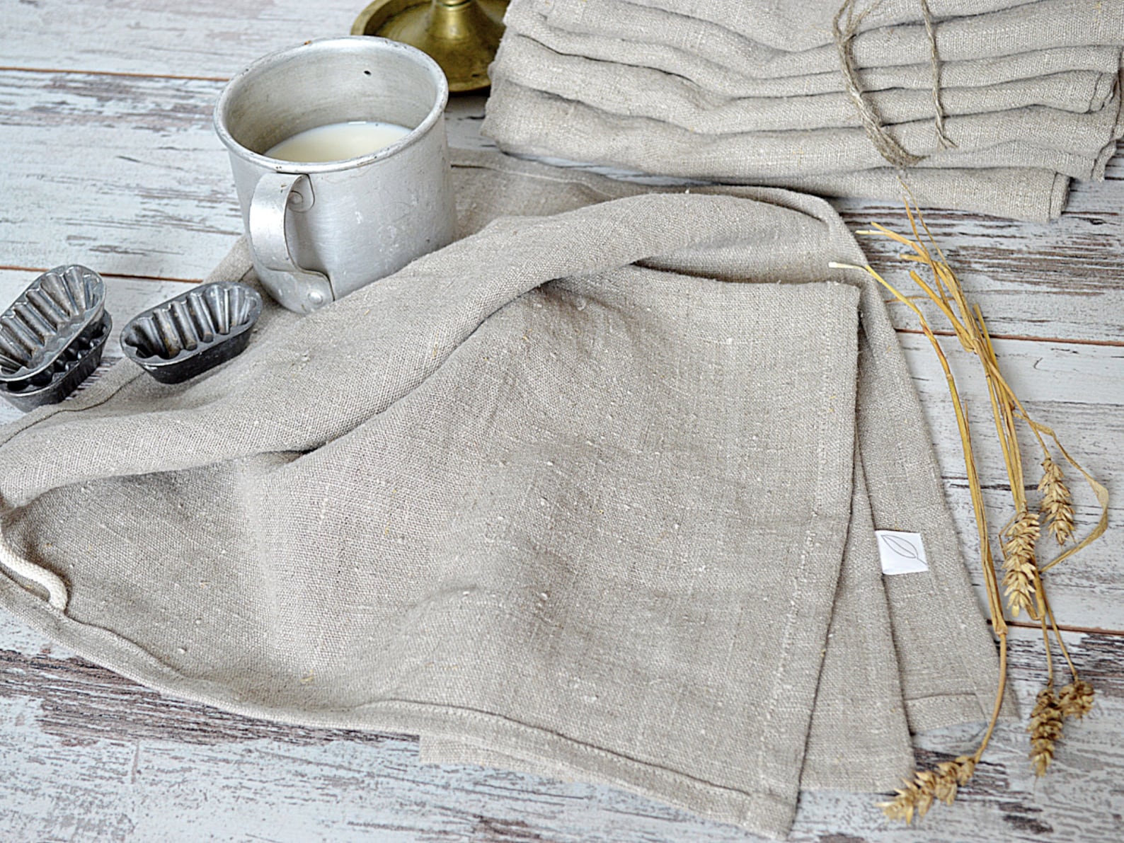 Thick Linen Towels / Set of 3 / Natural Undyed Linen Towels / Simple