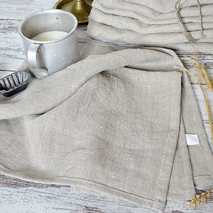Thick Linen towels / Set of 3 / Natural undyed linen towels / Simple rustic hand face tea dishcloths towels / Washed rough linen image 3