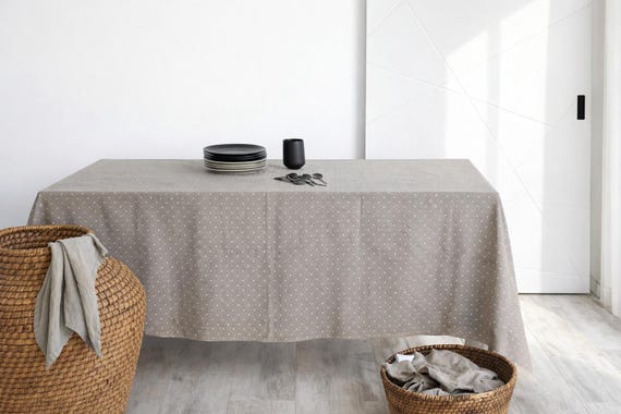 Linen tablecloth, in 20 colors tablecloth with mitered corners, Stonewashed table linens