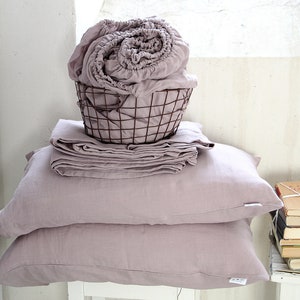 Linen sheet set, Wood rose linen bedding set, linen sheet set of of 4 pcs, 2 pillowcase and 2 sheet set