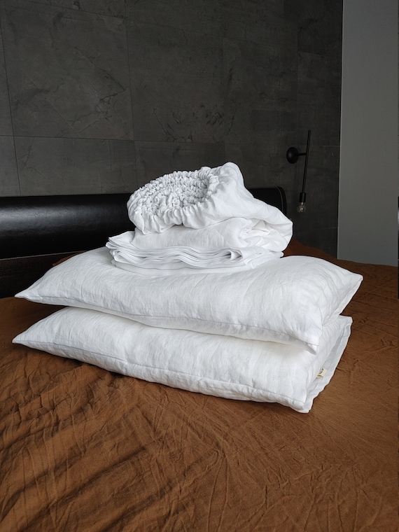 100% HEMP sheet set, White of 4 pcs set, 2 hemp pillowcases and 2 sheets, hemp bedding set