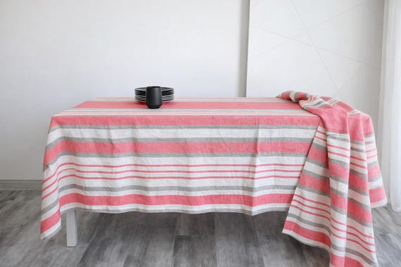 Heavy Linen striped tablecloth