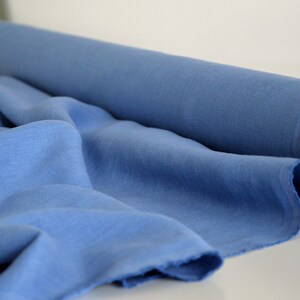 100% linen fabric, 200 GSM linen, Soft FRENCH BLUE linen fabric, Lithuanian linen image 2