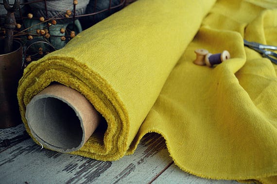 Heavy weight 100% linen fabric, 280 GSM linen, Mustard linen fabric