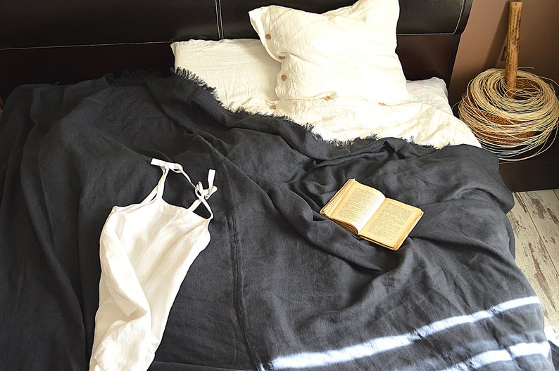 Queen and King sizes bed cover Linen throw blanket Summer Etsy