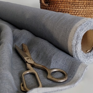MELANGE 100% linen fabric, 200 GSM linen, Soft melange bluish gray linen fabric