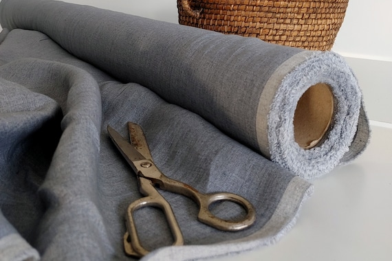 MELANGE 100% linen fabric, 200 GSM linen, Soft melange bluish gray linen fabric