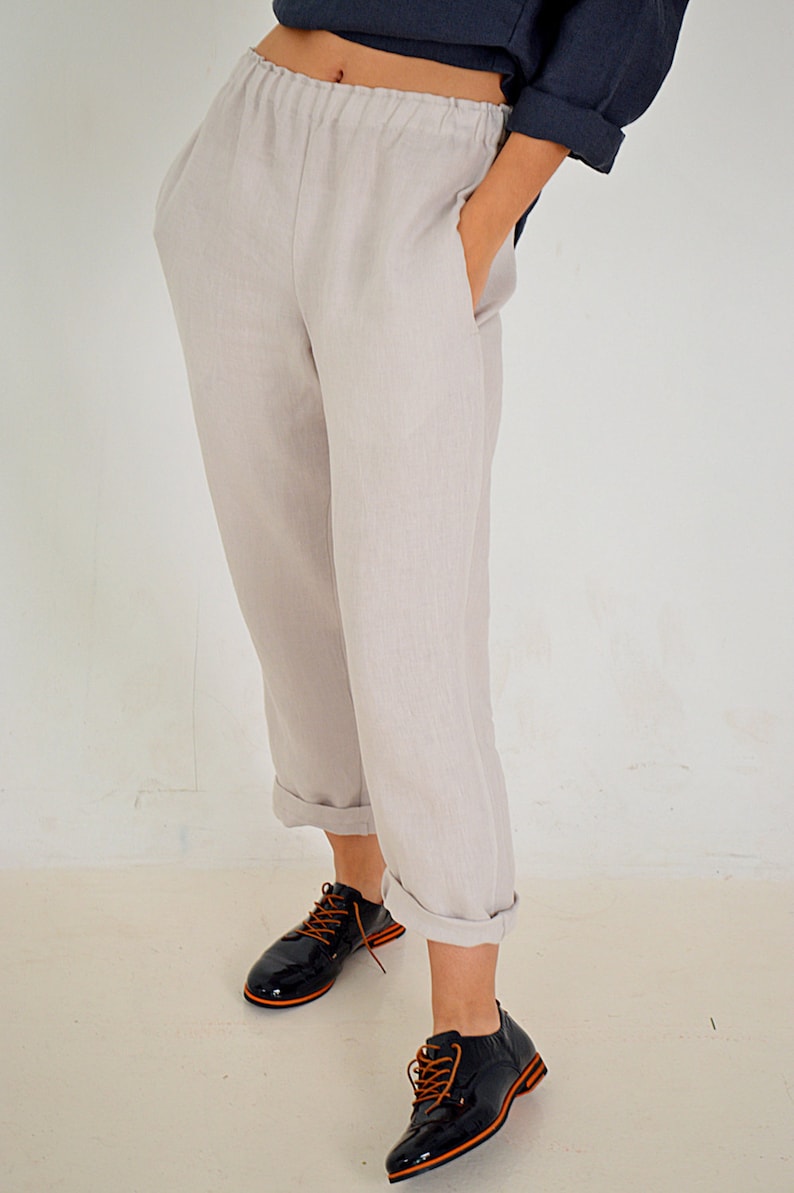 Linen pants / Linen pants with pockets / Woman's Linen pants / Soft linen casual pants / Washed women linen pants image 4