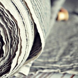 100% linen fabric, 205 GSM soft linen fabric, Striped linen stonewashed linen fabric image 3
