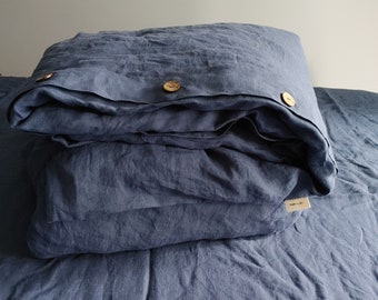 100% Hemp Duvet Cover Set - Stone Washed Hemp Bedding with Coconut Buttons