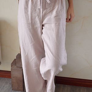 Linen loose pants / Woman's linen pants / Linen trousers / Sizes XS-2XL / Soft linen trousers / Linen pajama Pants / White linen pants image 5
