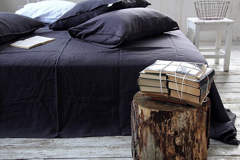 Linen Duvet Cover Midnight Blue Duvet Cover Soft Linen Etsy
