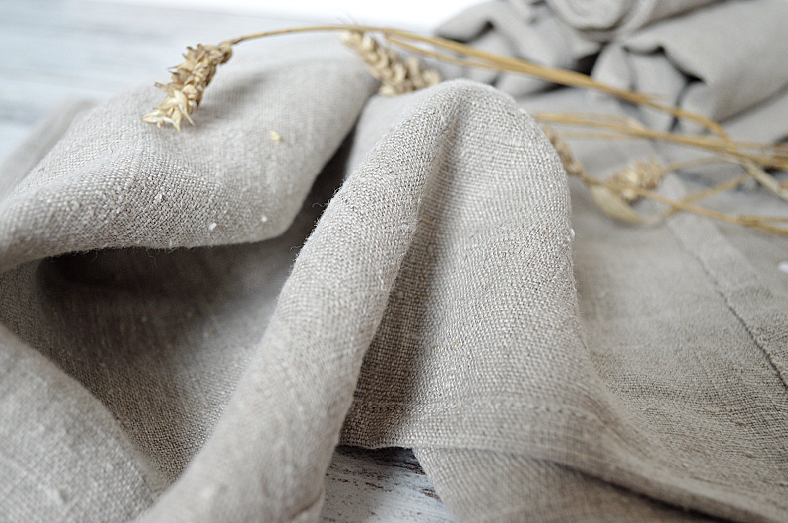 Thick Linen Towels / Set of 3 / Natural Undyed Linen Towels / Simple