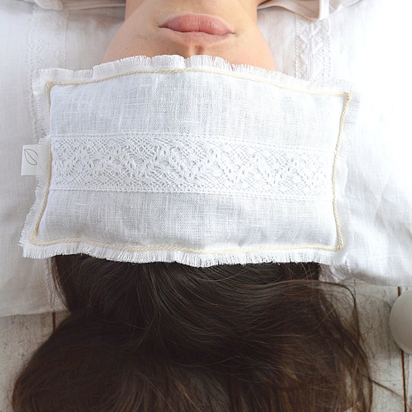 Almohada relajante para los ojos / ¡Date un capricho! -/ Yoga / Almohada para los ojos de meditación / Antifaz para dormir de lino / Almohada para los ojos de lavanda / Lavanda natural