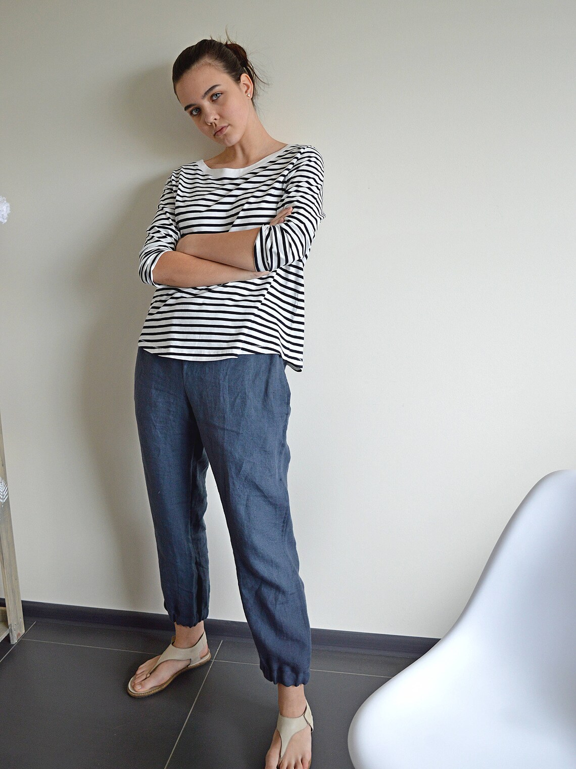 gray linen pants