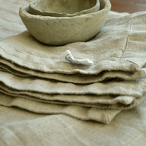 Thick linen napkins, Heavy rustic linen napkin set, Napkins with mitered corners